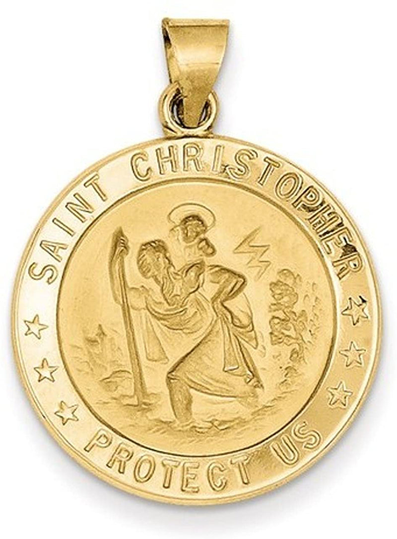 14k Yellow Gold Saint Christopher Medal Pendant (31X22 MM)