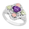 Oval Amethyst Quatrefoil Ring, Sterling Silver, 12k Green and Rose Gold Black Hills Gold Motif