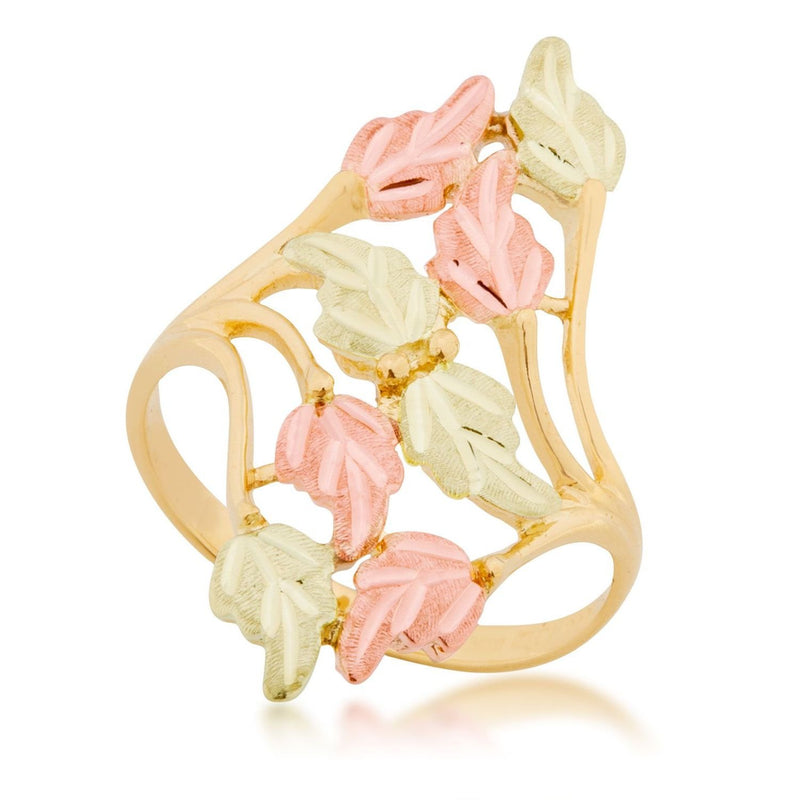 Multi Leaf Ring, 10k Yellow Gold, 12k Green and Rose Gold Black Hills Gold Motif