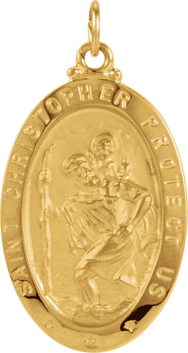 14k Yellow Gold Oval St. Christopher Medal (19x14 MM)