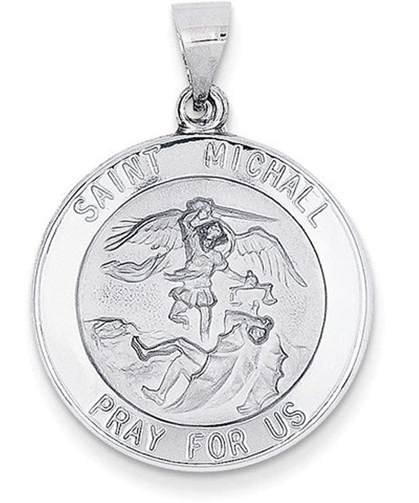 Rhodium-Plated 14k White Gold St. Michael Medal Pendant (25X23MM)