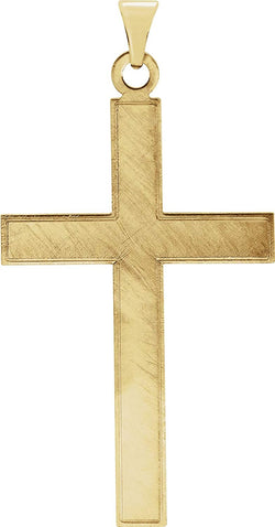 Inlay Cross 14k Yellow Gold Pendant (42X25MM)