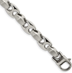 Men's Satin-Brushed Stainless Steel 8mm Anchor Chain Bracelet, 8.25 Inches