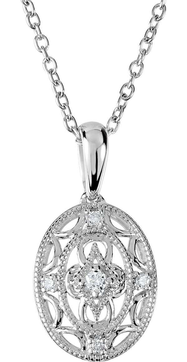 5-Stone Diamond Pendant Necklace, Sterling Silver, 18" (.05 Ctw)