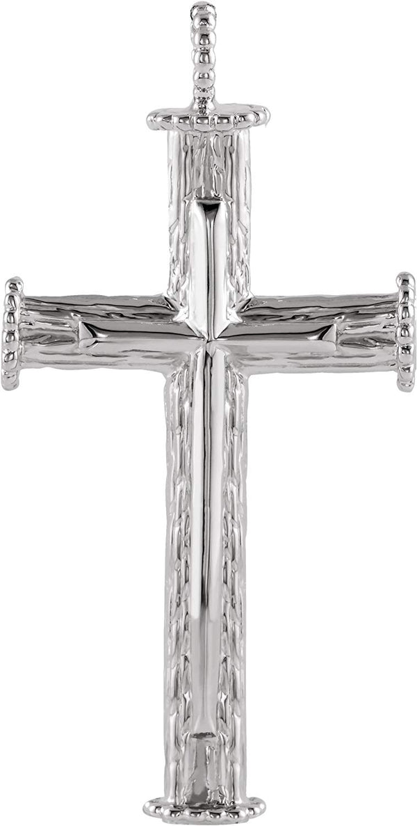 Men's Platinum Rugged Capital Cross Pendant