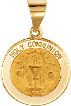 14k Yellow Gold Round Hollow Holy Communion Medal (14.75 MM)