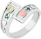 May Birthstone Created Soude Emerald Bypass Ring, Sterling Silver, 12k Green and Rose Gold Black Hills Silver Motif, Size 6