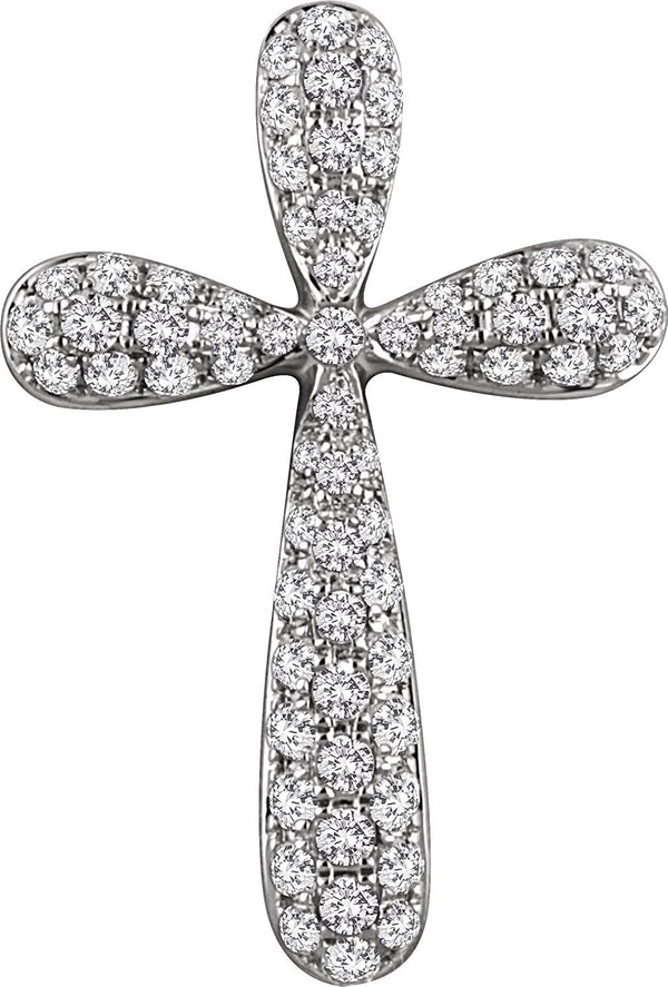 Diamond Petal Cross Pendant, Rhodium-Plated 14k White Gold (.33 Ctw, H+ Color, I1 Clarity)