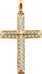 Diamond Angled Cross Rhodium-Plated 14k Yellow Gold Pendant (1 Ctw, H+ Color, I1 Clarity)