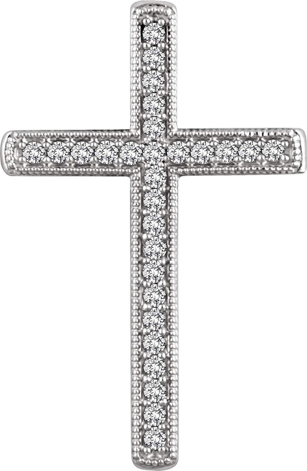 Diamond Chapel Cross Rhodium-Plated 14k White Gold Pendant (.33 Ctw, H+ Color, I1 Clarity)