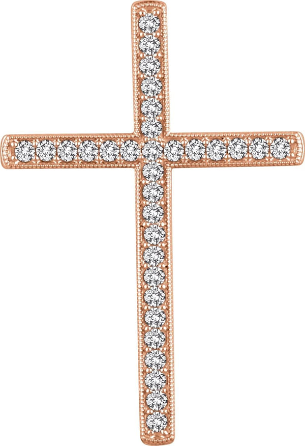 Diamond Chapel Cross 14k Rose Gold Pendant (1 Ctw, H+ Color, I1 Clarity)