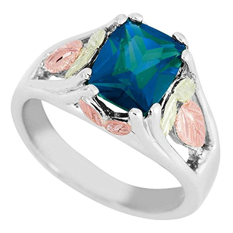 June Birthstone Created Alexandrite Ring, Sterling Silver, 12k Green and Rose Gold Black Hills Silver Motif