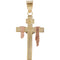 Tri-Color Crucifix with Shroud Rhodium-Plated 14k White, Yellow and Rose Gold Pendant (23.5x15MM)