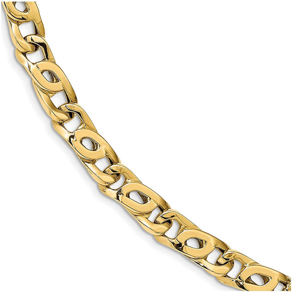 Men's Italian Two-Tone 14k Yellow and White Gold 7.83mm Long and Short Cable Link Bracelet, 7.75 Inches
