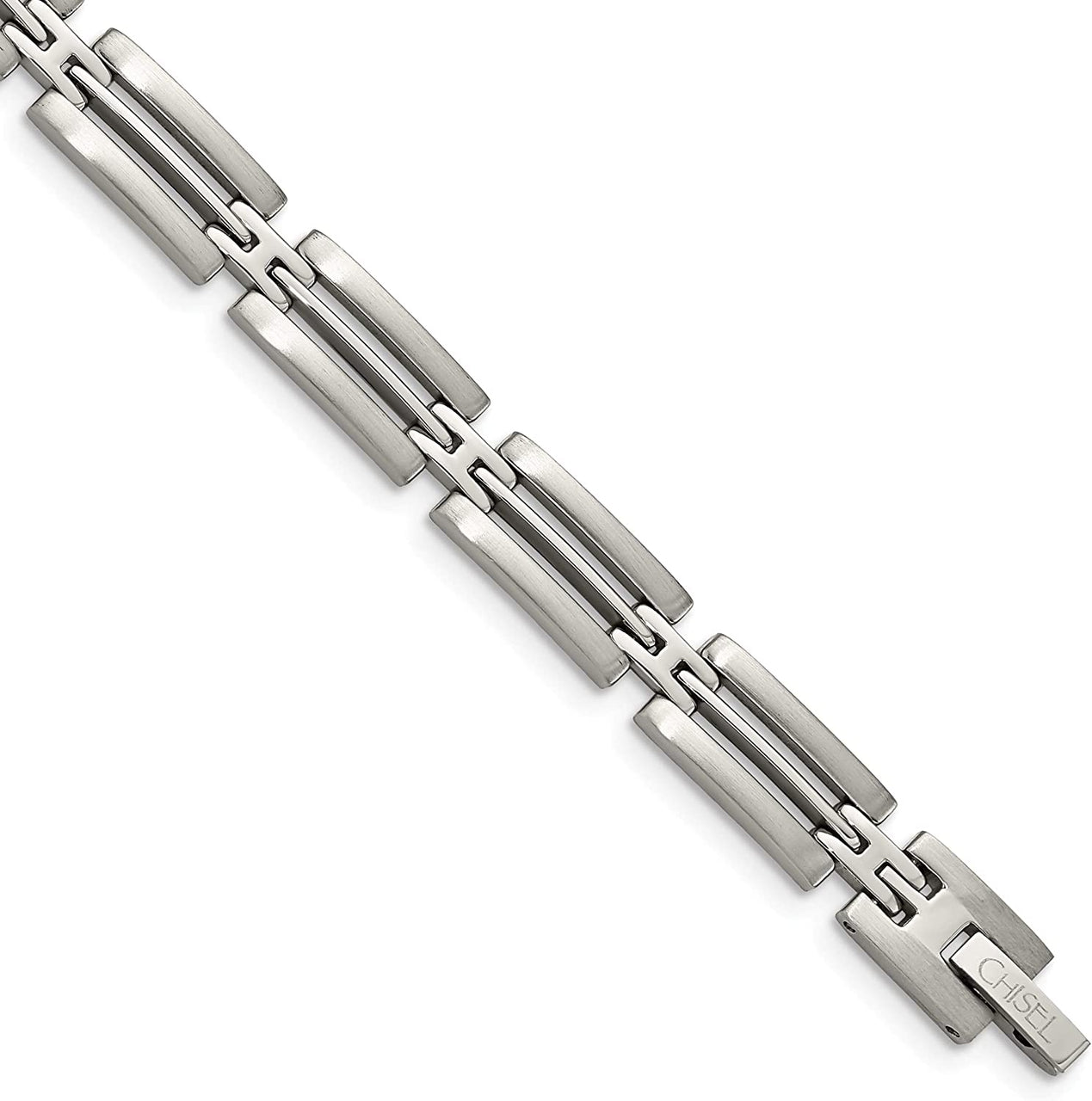 Men's Brushed and Polished Stainless Steel 8mm link Bracelet, 8.75 Inches