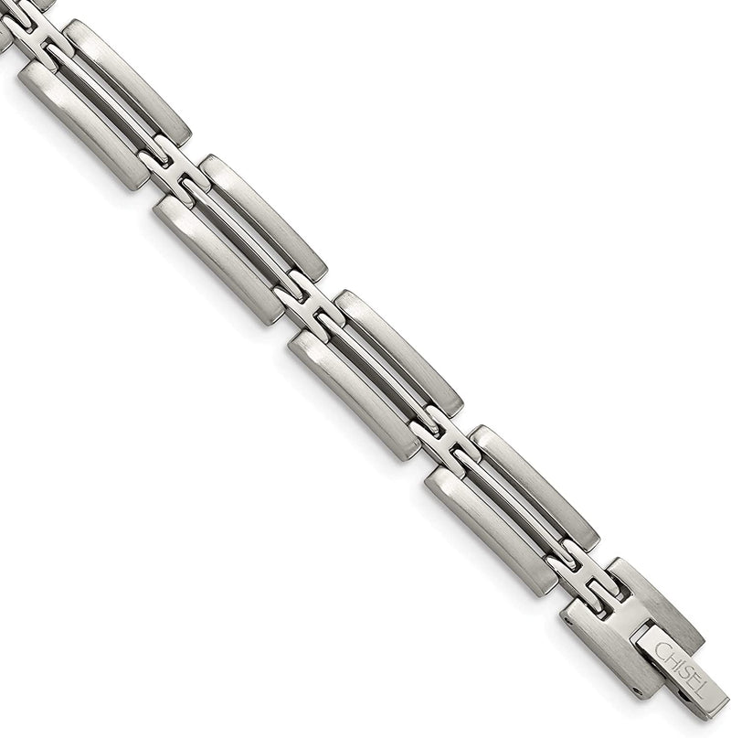 Men's Brushed and Polished Stainless Steel 8mm link Bracelet, 8.75 Inches