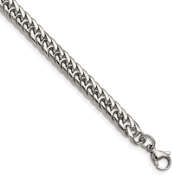 Men's Stainless Steel Double Curb Chain Bracelet, 9 Inches