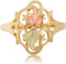 Vintage Rings with Hearts, 10k Yellow Gold, 12k Green and Rose Gold Black Hills Gold Motif, Size 5.75