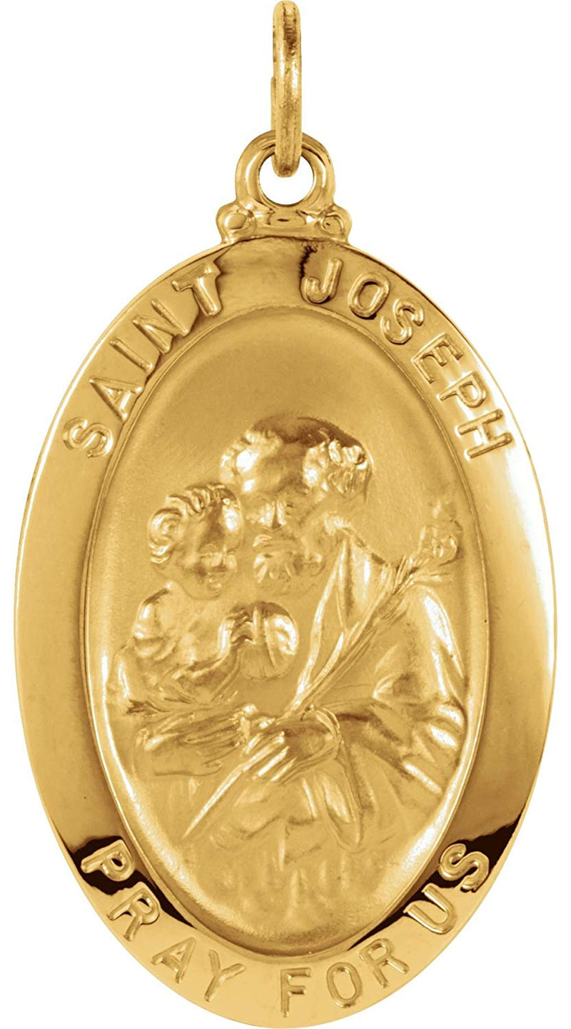 14k Yellow Gold St. Joseph Oval Medal (25x18 MM)