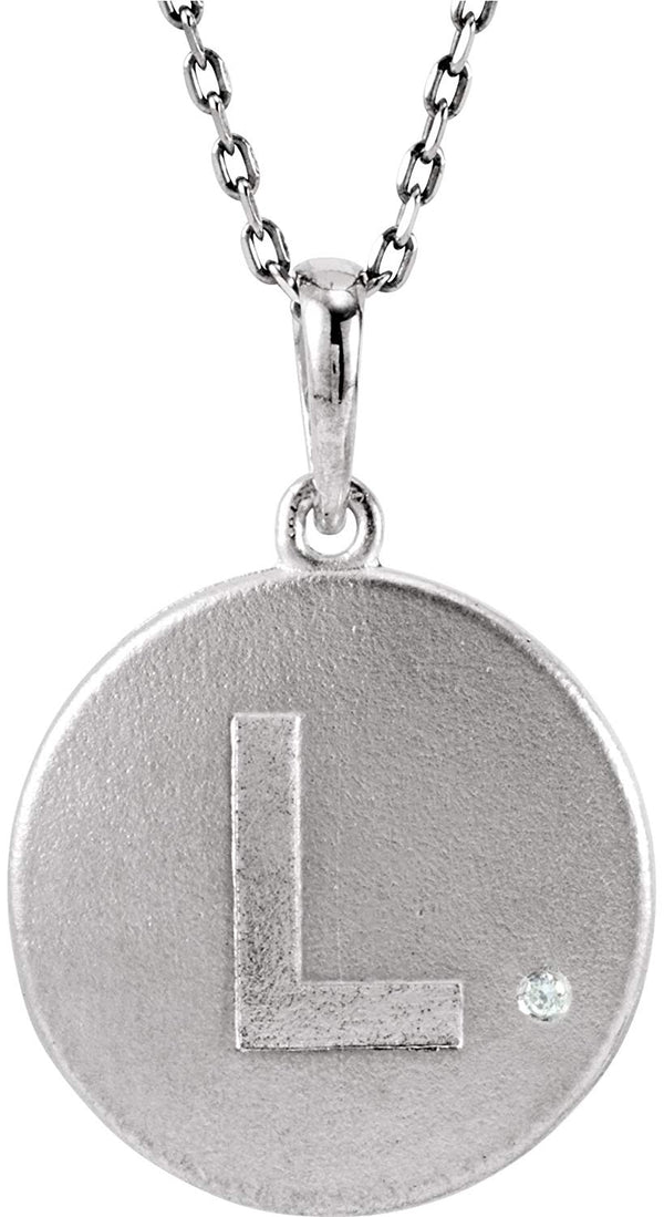 Diamond Letter 'L' Initial Sterling Silver Pendant Necklace, 18" (.005 Ct, GH Color, I2 Clarity)