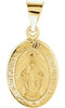 14k Yellow Gold Oval Hollow Miraculous Medal (25x17.75 MM)