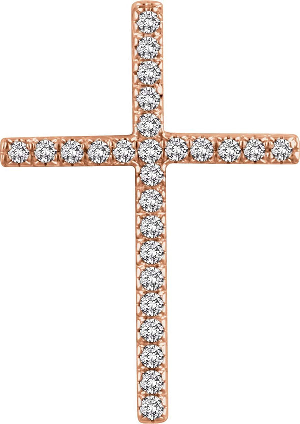 Diamond Latin Cross Pendant, 14k Rose Gold (.25 Ctw, H+ Color, I1 Clarity)