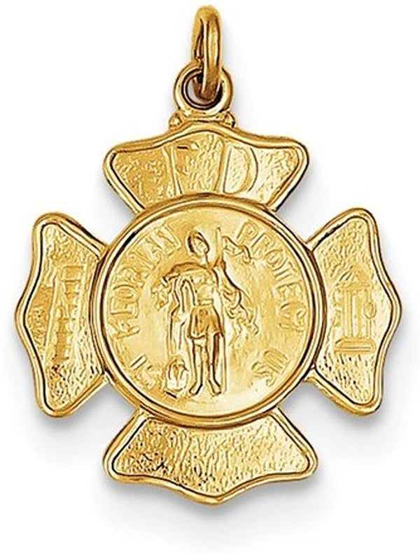 24k Gold-Plated Sterling Silver Saint Florian Fireman's Badge Medal (25X17MM)