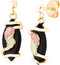 Onyx Marquise Wrap Earrings, 10k Yellow Gold, 12k Green and Rose Black Hills Gold Motif