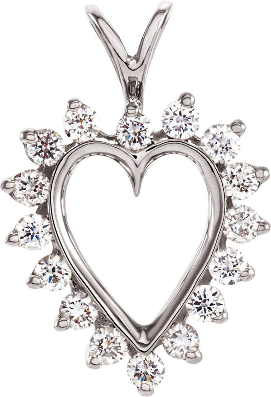 14k White Gold Diamond Heart Pendant (.48 Ctw, GH Color, I1 Clarity)