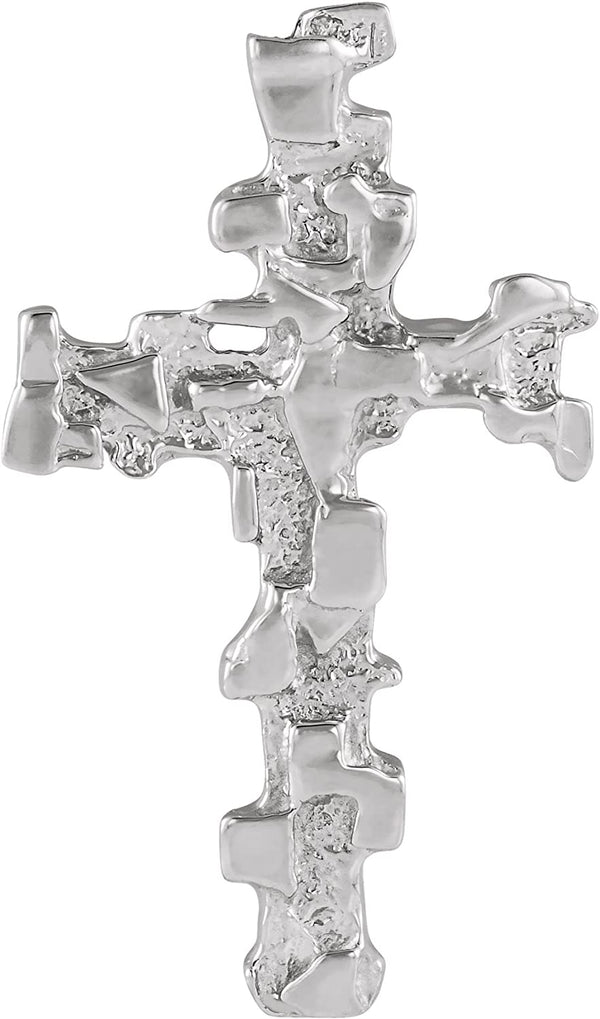 Men's Platinum Nugget Rugged Cross Pendant