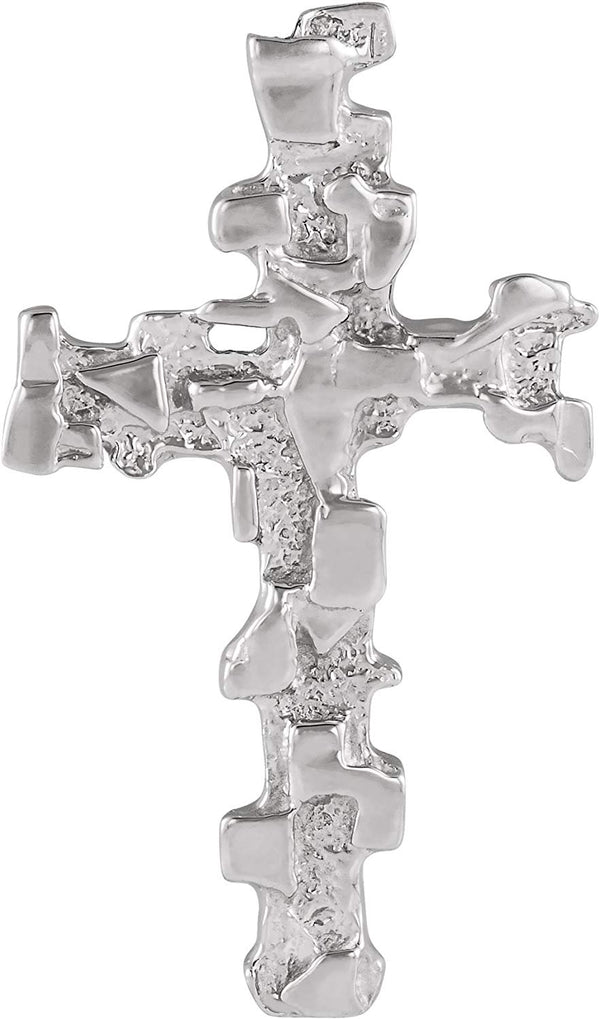 Nugget Rugged Cross 14k White Gold Pendant