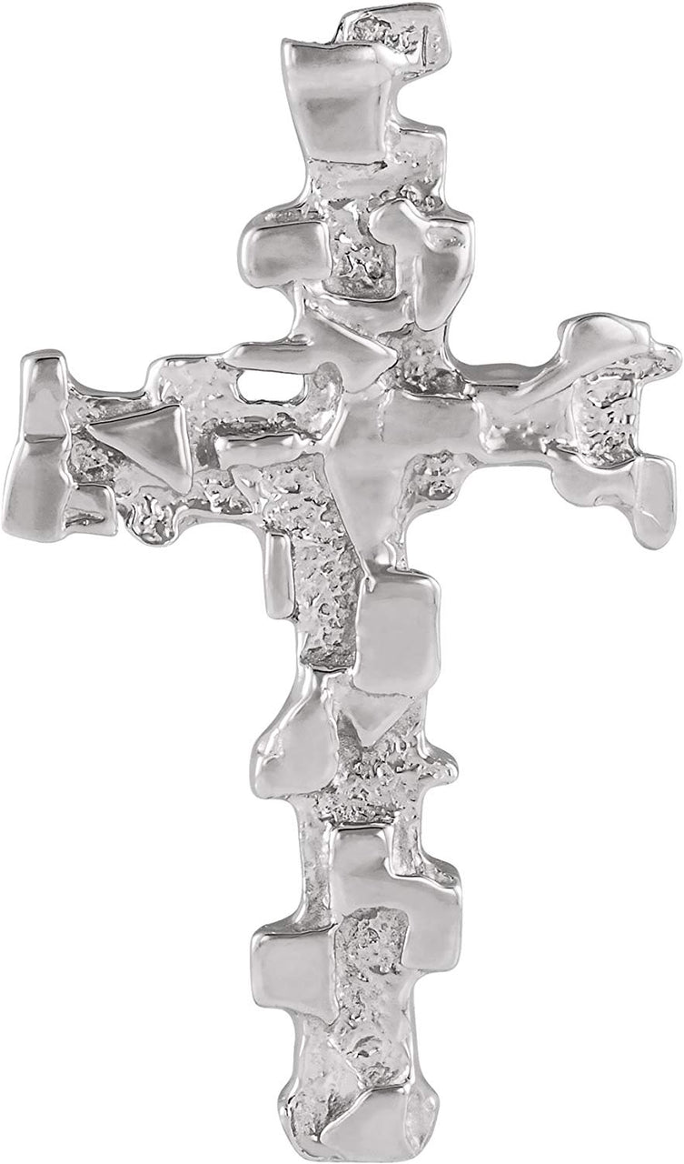 Nugget Rugged Cross 14k White Gold Pendant