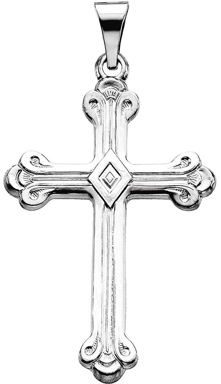 Men's Platinum Cathedral Cross Pendant