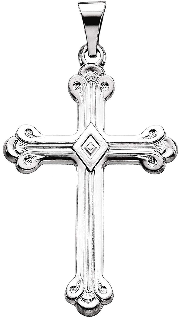 Cathedral Cross 14k White Gold Pendant