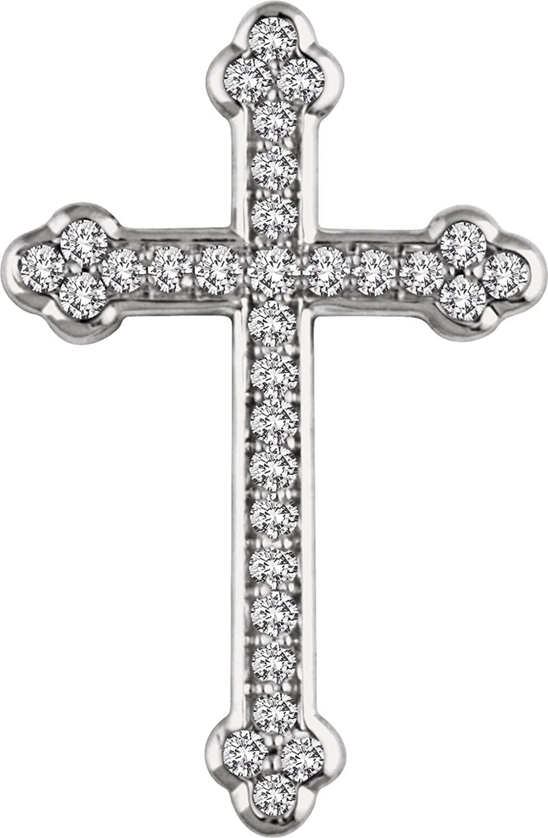 Diamond Botonée Cross 14k White Gold Pendant (.33 Ctw, H+ Color, I1 Clarity)