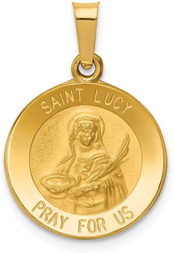 14k Yellow Gold St. Lucy Medal Pendant (17X15MM)