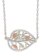 Sideways Leaf Necklace, Sterling Silver, 12k Rose Gold, 12k Green Gold Black Hills Gold Motif, 18"