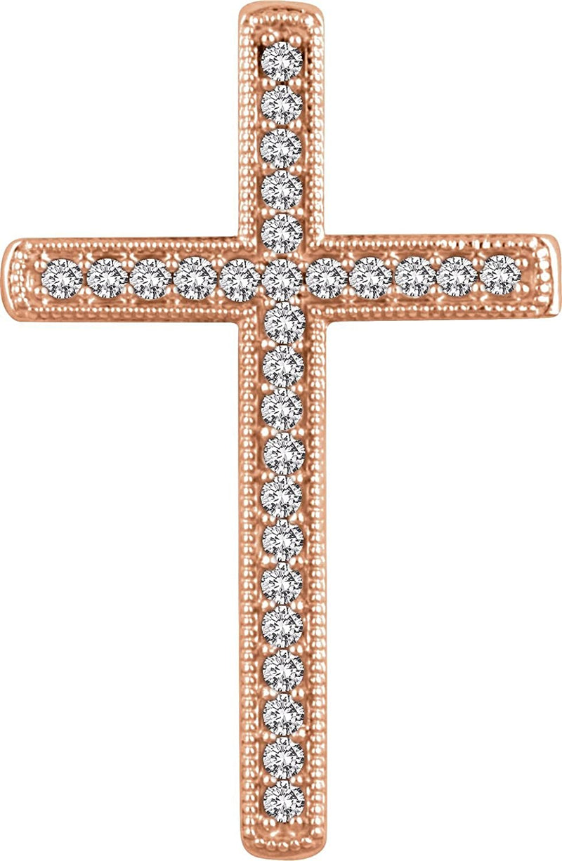 Diamond Chapel Cross 14k Rose Gold Pendant (.33 Ctw, H+ Color, I3 Clarity)