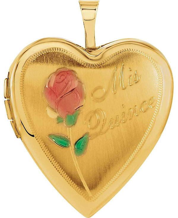 14k Yellow Gold Mis Quince Años Heart Locket Pendant