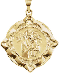 14k Yellow Gold Lady of Perpetual Help Medal (31x31 MM)