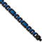 Men's Brushed Stainless Steel Black and Blue IP Bracelet, 8.75 Inches