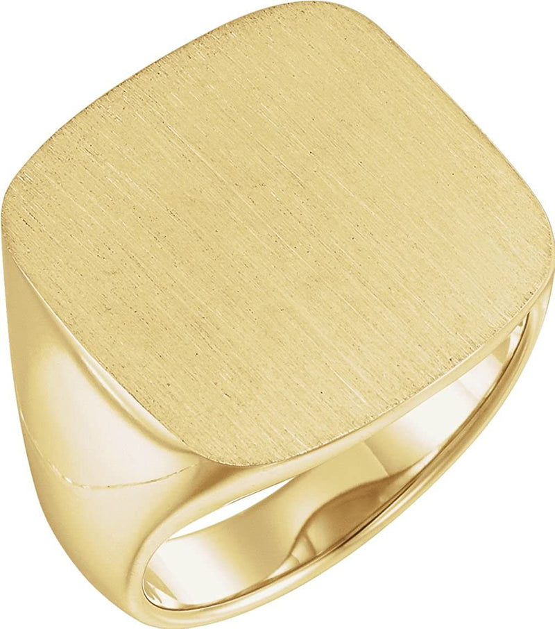 Men's Signet Semi-Polished 14k Yellow Gold Ring (20mm) Size 11