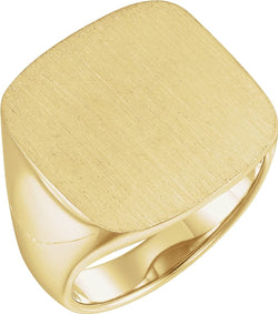 Men's Signet Semi-Polished 18k Yellow Gold Ring (20mm) Size 11