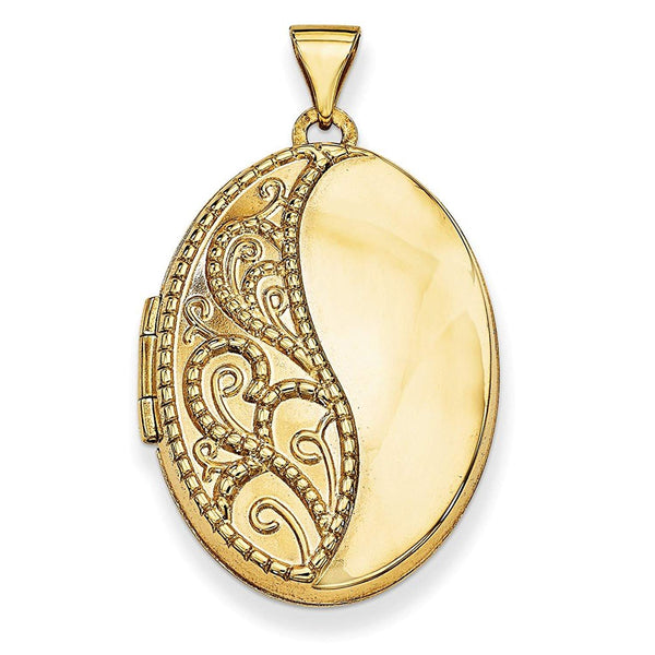 14k Yellow Gold Hand Engraved Oval Locket