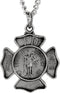 14k White Gold St. Florian Medal Shield, Patron Saint of Fire Fighters