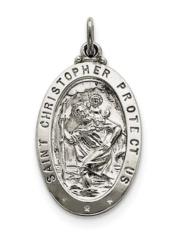 Sterling Silver Saint Christopher Medal Charm Pendant (31X20 MM)