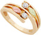 Tri-Color Bypass Diamond Ring, 10k Yellow Gold, 12k Green and Rose Gold Black Hills Gold Motif 8.75