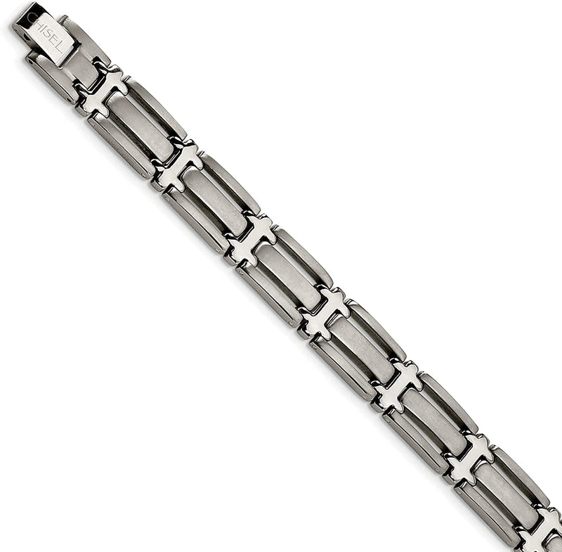 Men's Brushed and Polished Titanium 10mm Link Bracelet, 8.75 Inches