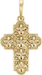 Ornate Floral-Inspired Cross 14k Yellow Gold Pendant (17.80X13.70 MM)