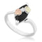 Slim-Profile Marquise Onyx Bypass Ring, Sterling Silver, 12k Green and Rose Gold Black Hills Gold Motif